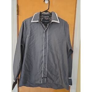 Scott Weiland Shirt Mens Large Grey Black Floral Button Down Goth Grunge